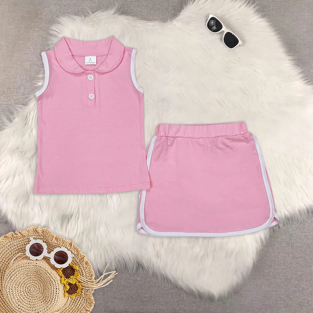 

Baby Girls Pink Pullover Top Sports Skort Skirt Clothes Sets