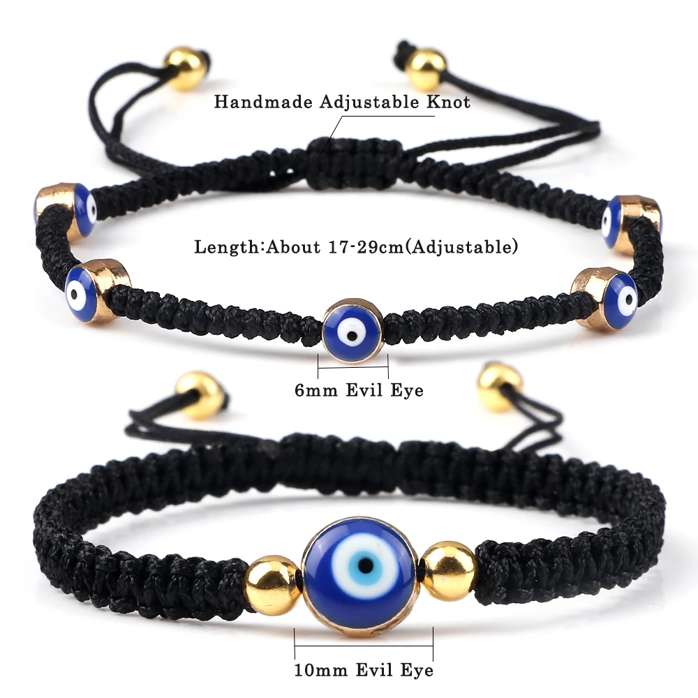 Vintage Blue Evil Eye Braided Bracelets Couple Multiple Colors Nylon Rope Knitted Adjustable Bangles for Men Women Reiki Jewelry