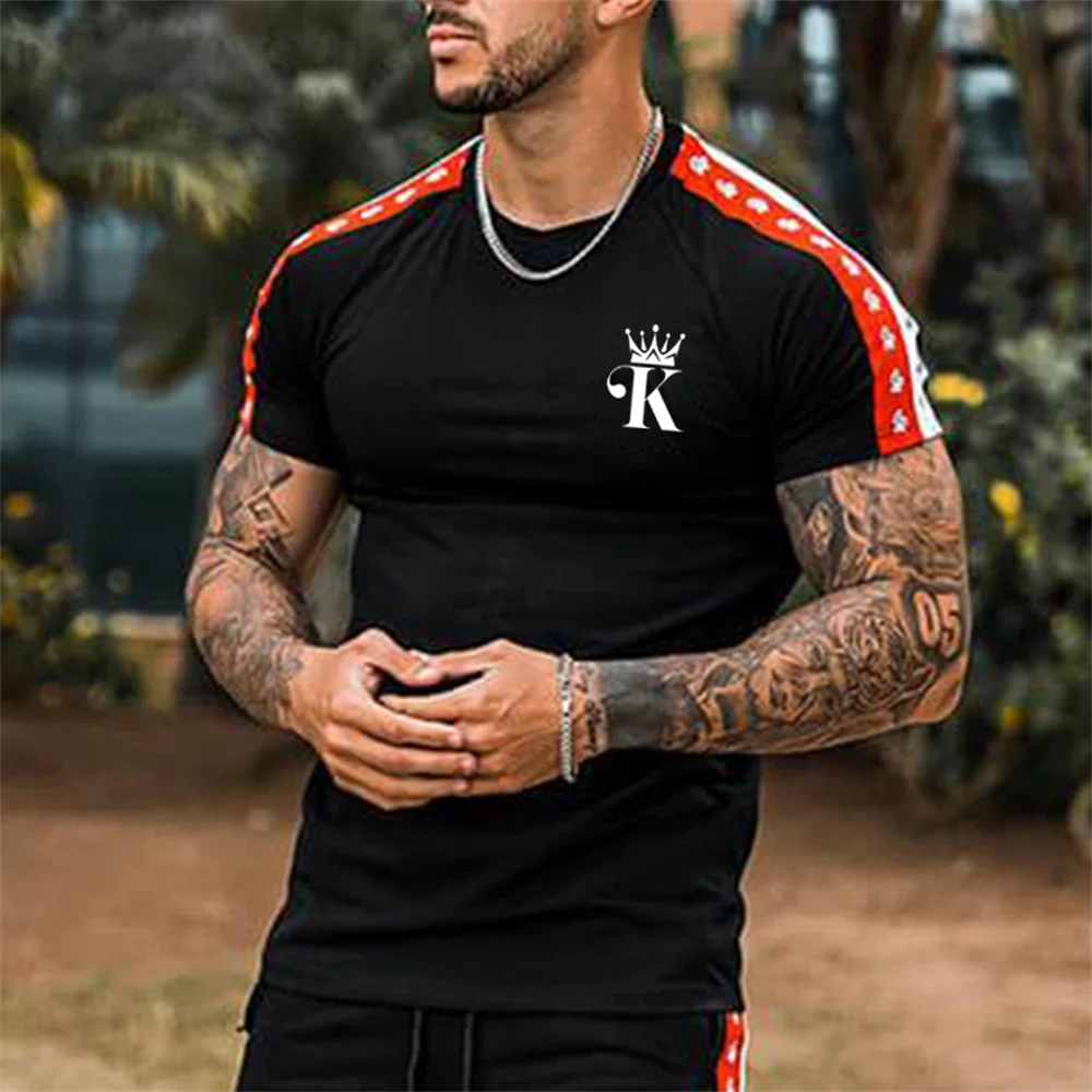 2023 übergroßen T-shirt männer T shirt Sommer männer Street Style Rundhals Shirt Mode Poker Kurzarm Zebra streifen Gedruckt