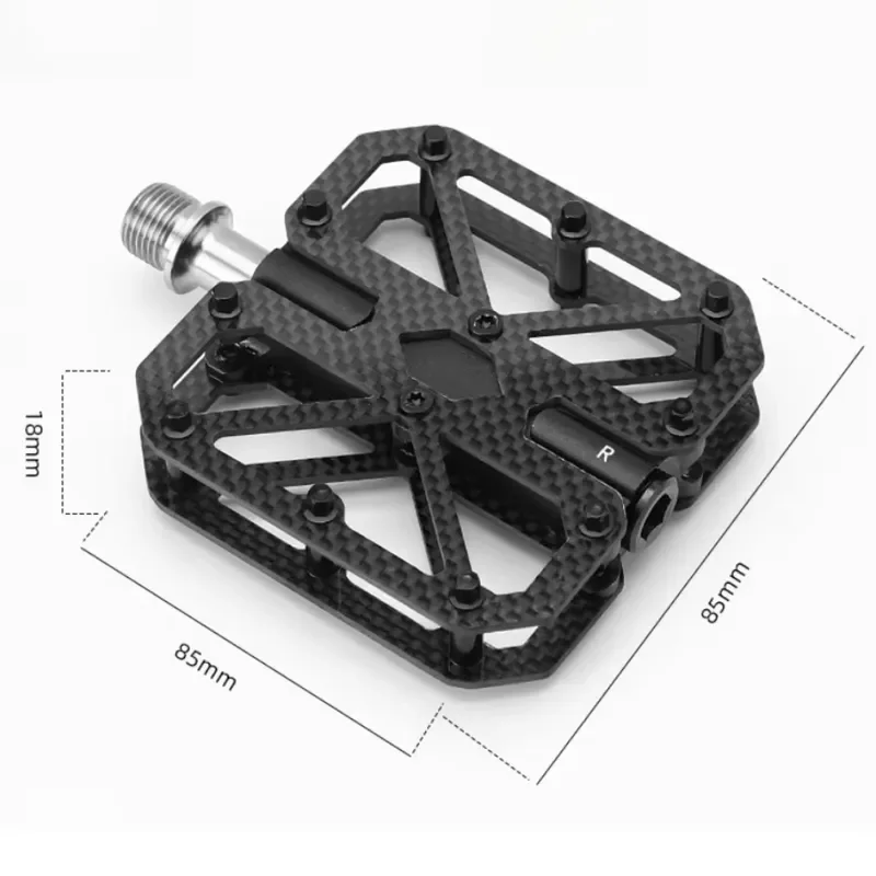 Carbon Fiber Bike Pedals High Strength Alloy Spindle Smooth Rotation 85x85x18mm MTB Road Cycling Pedal System Lightweight