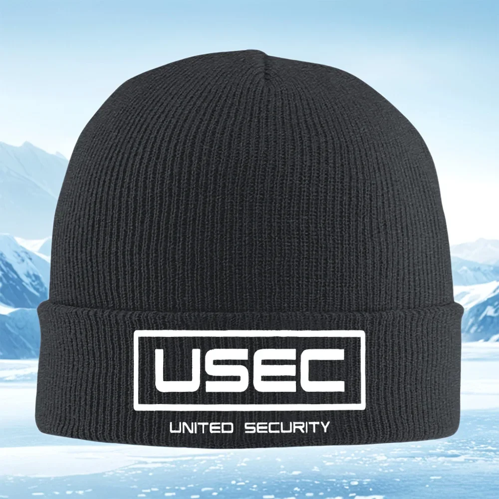USEC logo black box text security Men Women Unisex Knitted Hat Beanie Pullover Cap Winter Thermal Warm Christmas Outdoor Cycling