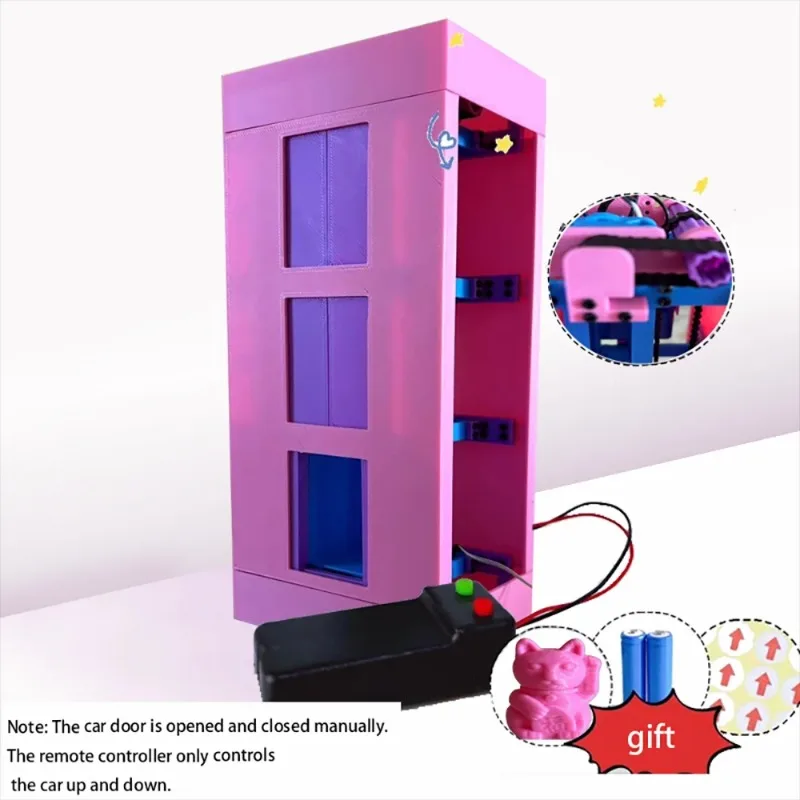 Kids Educational STEM Science Kit Remote Control 4-Story Electric Vertical Lift DIY Elevator School Physics Teaching Aid