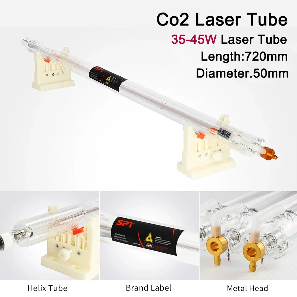 HAOJIAYI 40W Co2 Laser Upgraded Metal Head Tube 720MM Glass Pipe Lamp for CO2 Laser Engraving And Cutting Machine