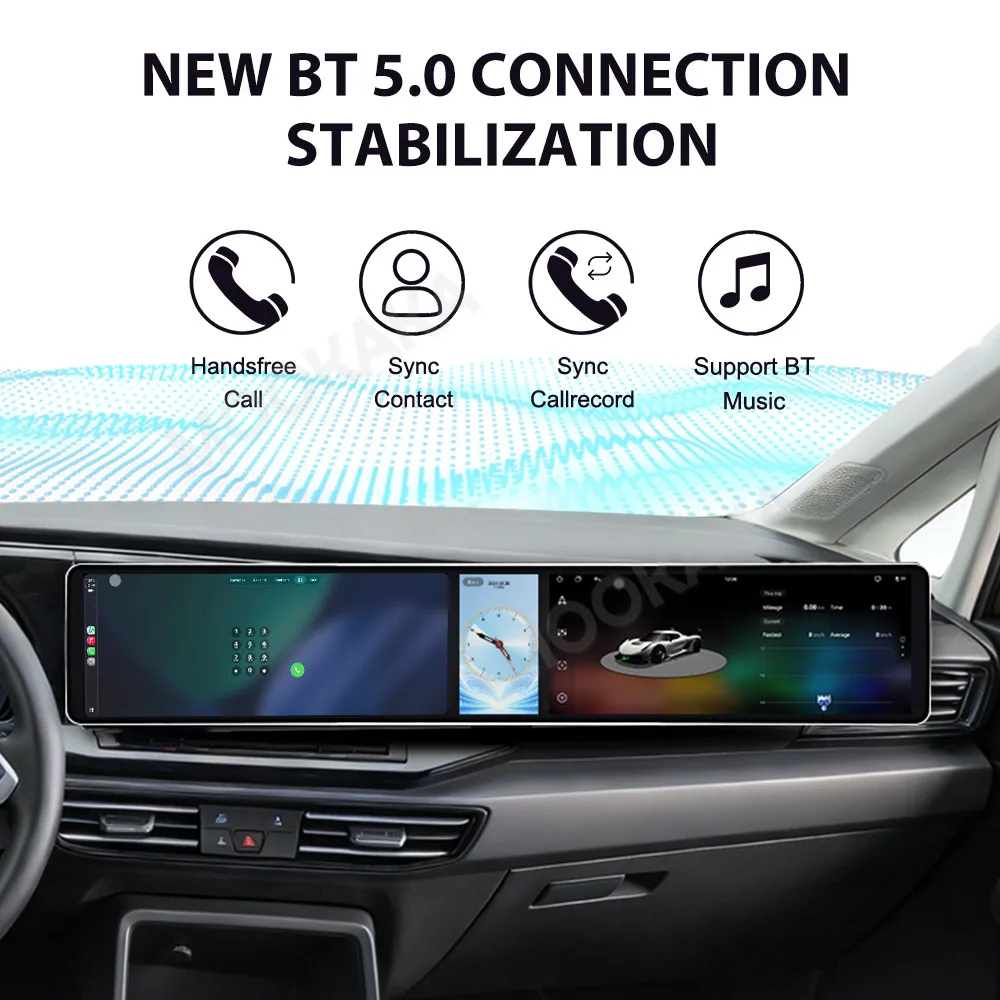 Android 15 Dual 12.3 Inch Triple Screen For Volkswagen Caddy 2019-2024 Auto Stereo Radio Multimedia Player GPS Navi CarPlay DSP
