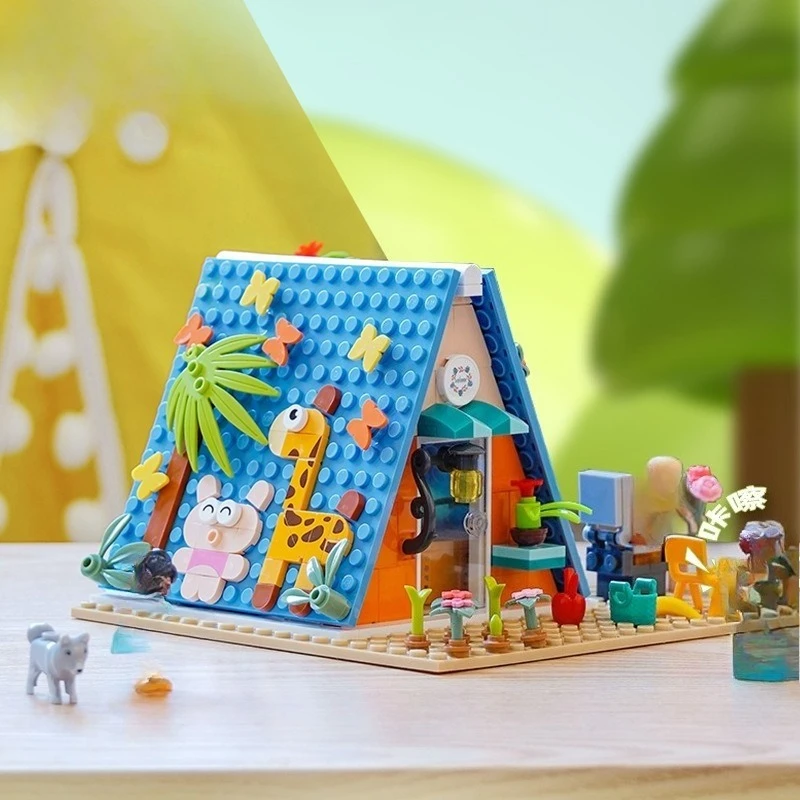 

MOC Dream Camp Cabin, сложенный набор строительных блоков для дома, стильная головоломка, хижина, вилла, забавная идея, игрушки для детей, подарки на день рождения и праздник