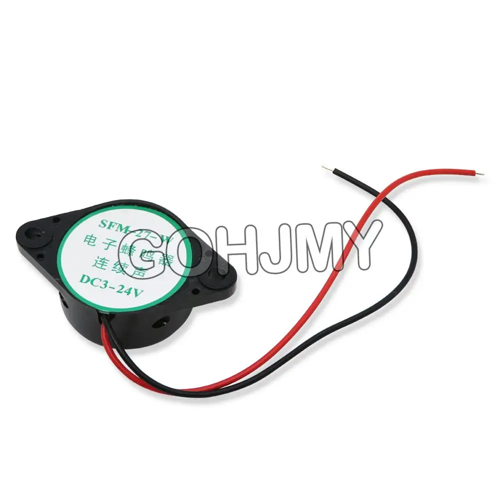 1PCS Electronic Buzzer 3-24V 12V Beeping Alarm Intermittent Continuous Beep for Arduino SFM-27 White Black Alarm High Decibel