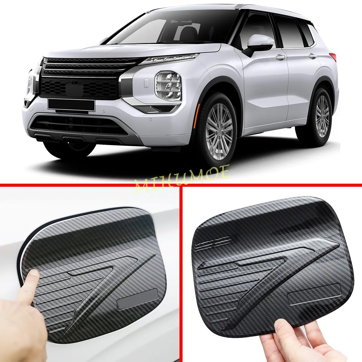 

Carbon Fiber Car Fuel Tank Cap Trim Cover Stickers For Mitsubishi Outlander 2022 2023 2024 2025 ABS Auto Exterior Decoration