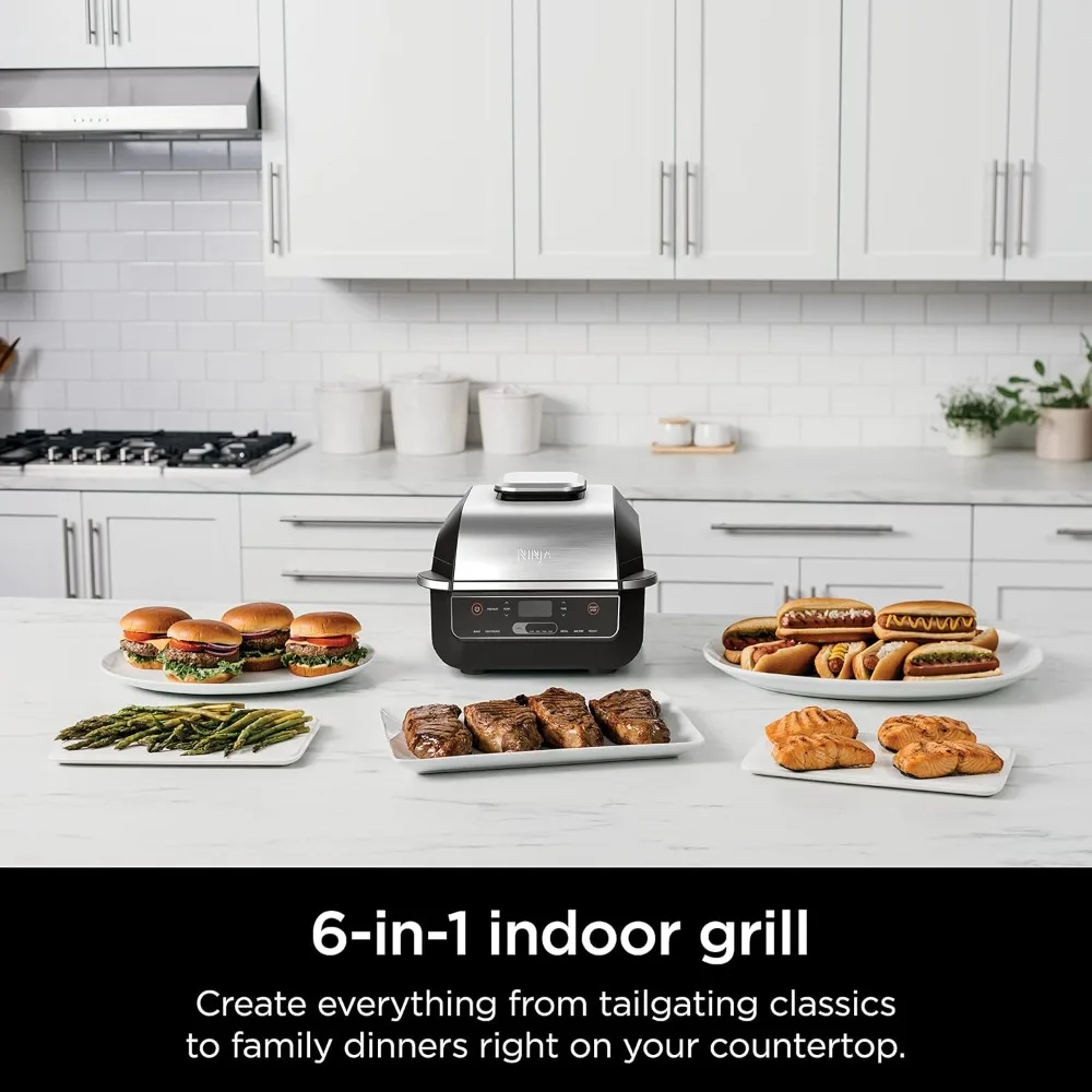 EG201 Foodi 6-in-1 Indoor Grill with Air Fry, Roast, Bake, Broil, & Dehydrate, 2nd Generation, Dishwasher Safe