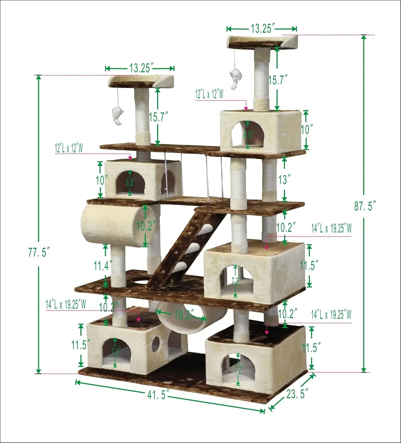 Muebles escaladores para casa de árbol para gatos con columpio