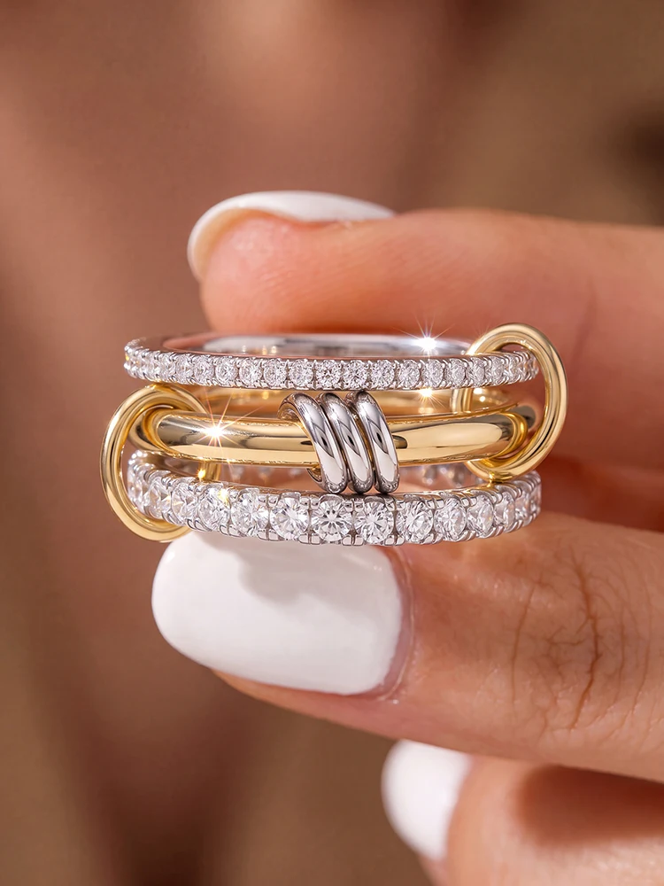 Personalized Multiple Levels Zircon Ring for Women Daily Anniversary Fashionable Exquisite High Quality Jewelry