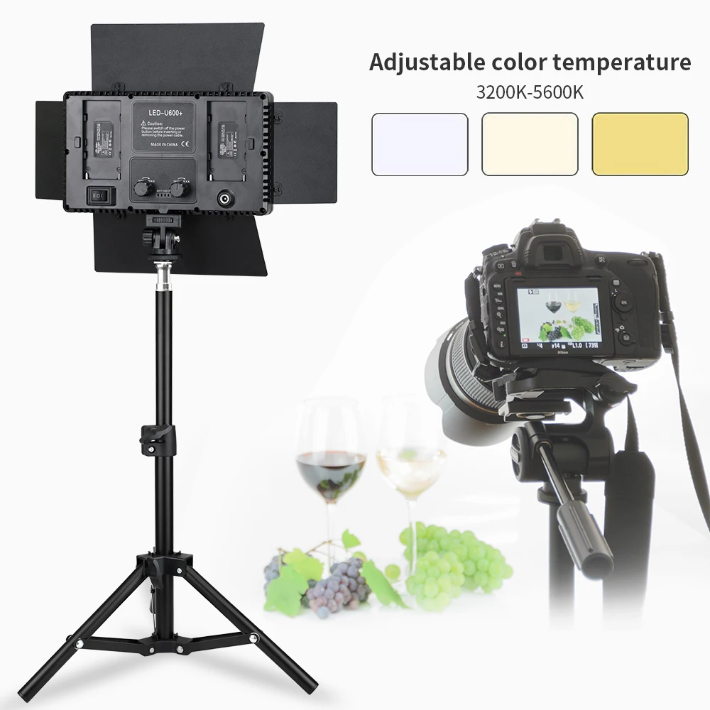 Led-600 Led Video Light Panel Bi-Color 3200-5600K Photography Lighting Panel On Camera Photo Studio Fill Lamp For Youtube Vlog