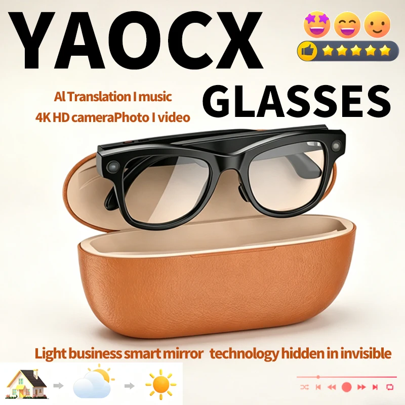 

2026 New AI Smart Camera Glasses 800W Pixel 4KHD Camera EIS Anti-Shake AI Voice Assistant Bluetooth Call Smart Camera Glasses