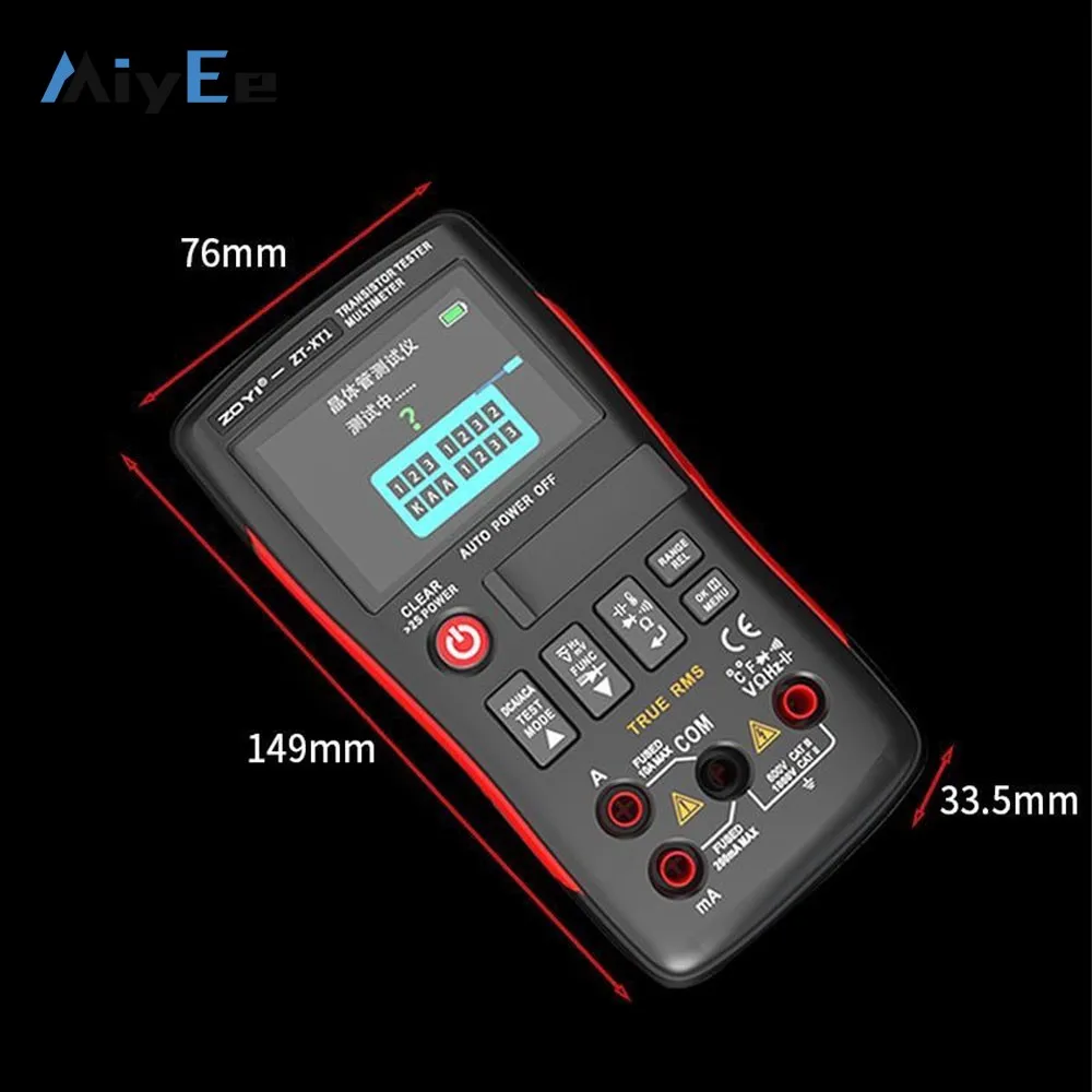 ZOYI ZT-XT1 2-IN-1 Portable Transistor Tester High Precision Multimeter Automatic Recognition with 2.4-Inch IPS Screen