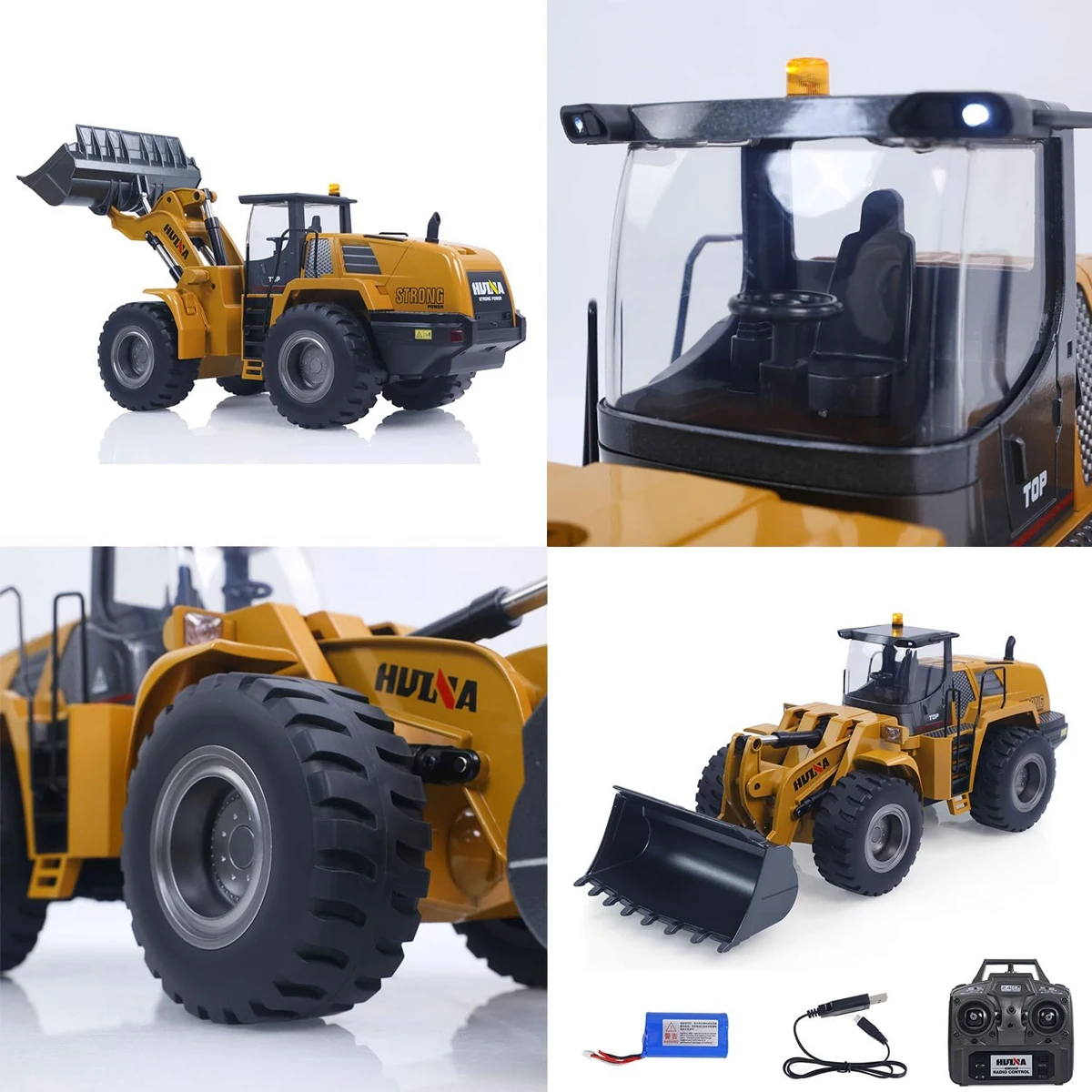 Upgrade HUINA 1583 RTR 1/14 Scale 24CH RC Remote Control Truck Loader Cars Vehicle with Lights Sound 2.4GHz Outdoor Toy For Gift