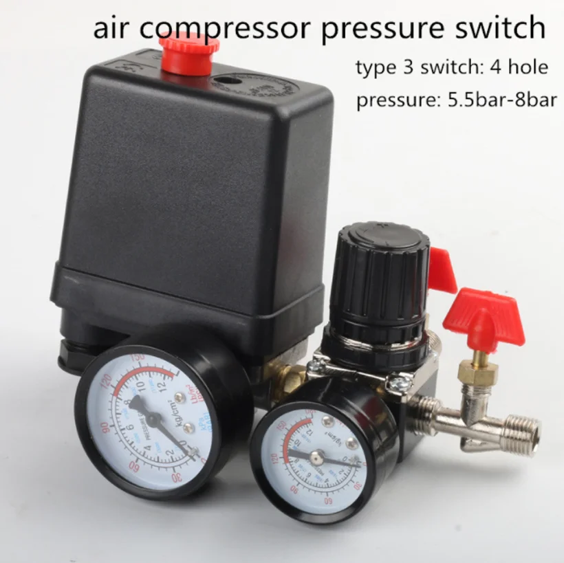 

120PSI Air Compressor Pressure Valve Switch Manifold Relief Regulator Gauges Lighting Accessories Switches