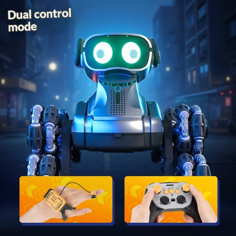 Robot acrobático interactivo con Control remoto inteligente, inducción de gestos de perro, coche acrobático RC de ocho ruedas, juguete para niño, regalo de cumpleaños