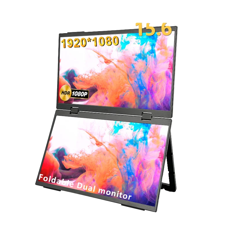 2026 Hot Sale 15.6 Inch FHD 1080P IPS LED Portable Foldable Triple Screen Monitor With 60-75Hz Refresh Rate OEM ODM For Trade