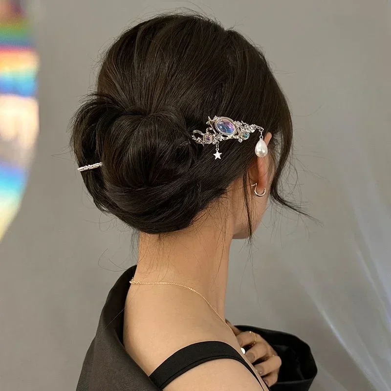 Cold Female Starry Sky Moonlight Stone Tassel Hairpin New Chinese Modern Hairpin Headwear Ancient Style Hairpin
