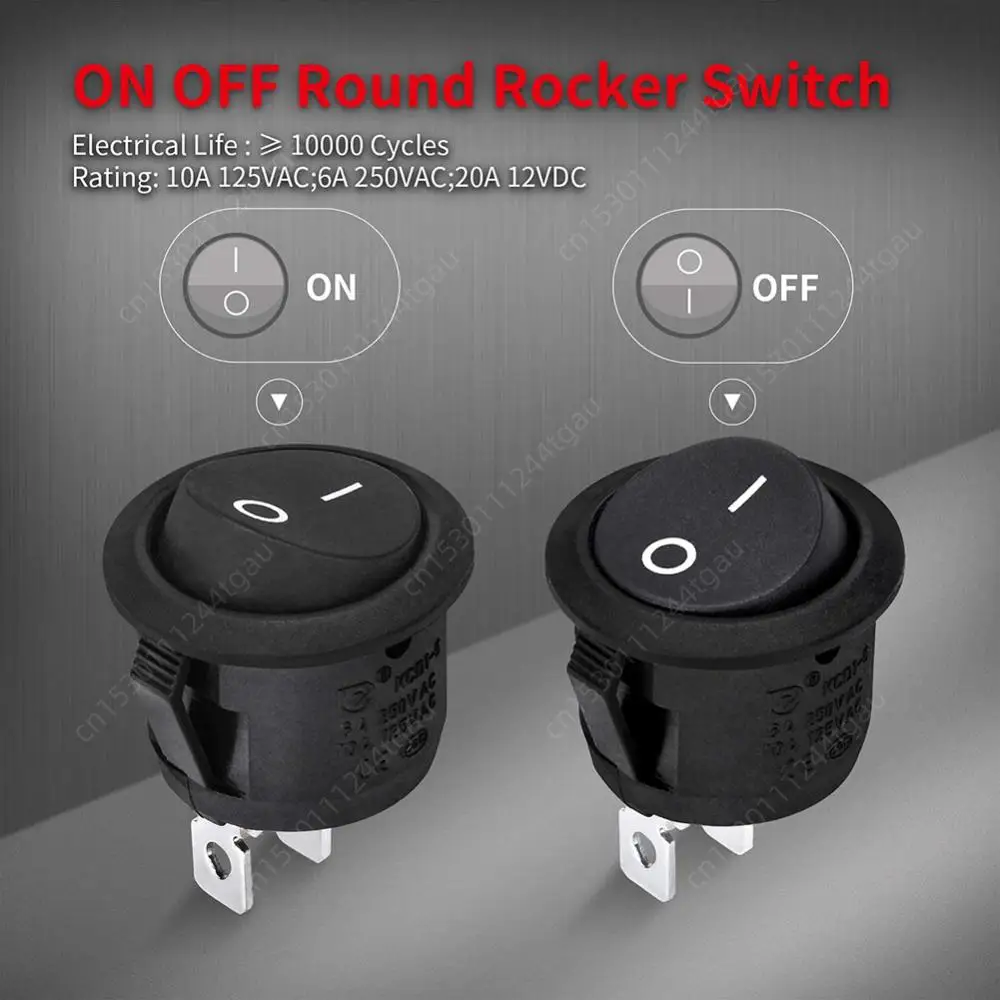 5/10pcs YJ-SW019 Rocker Switch with Cable Group Round DC12V-24V ON/OFF MINI Toggle Switch 2 Pin SPST 20MM for Auto Boat Marine