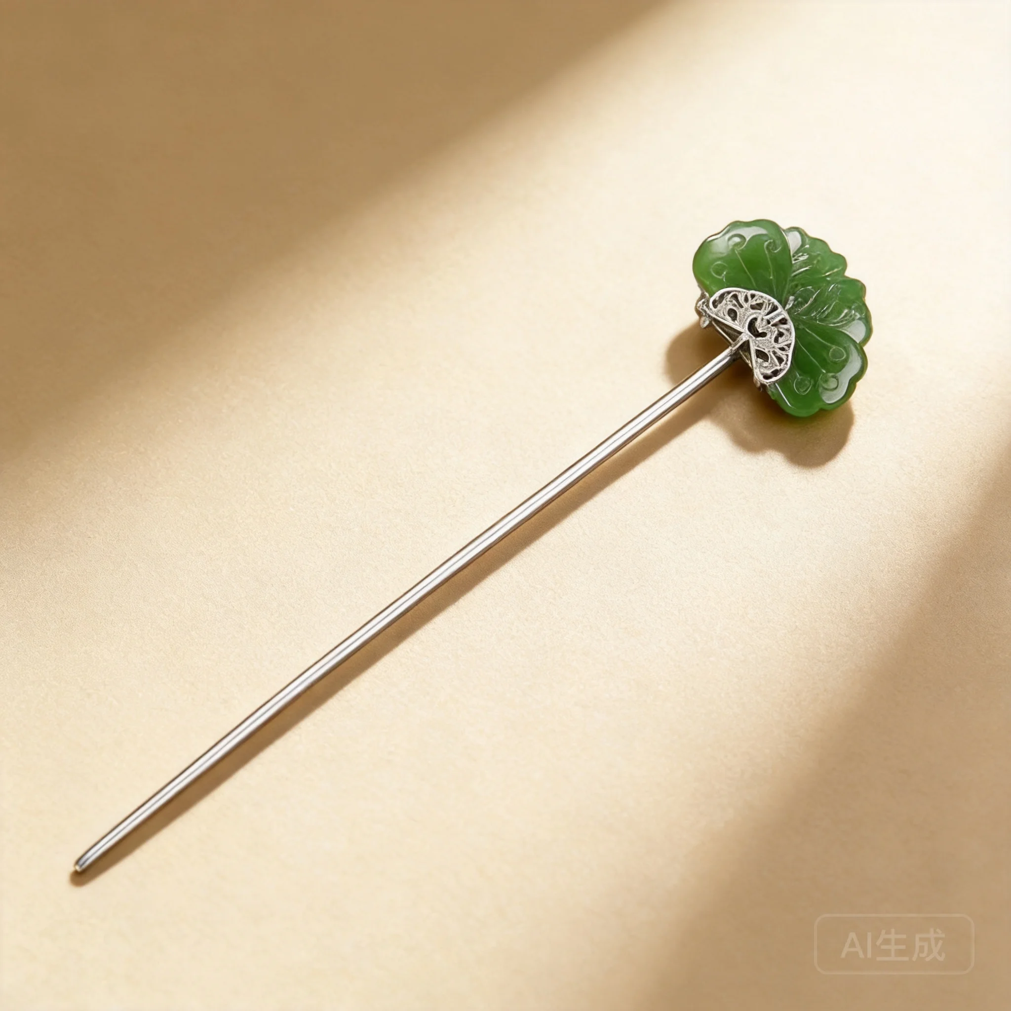 

Chinese Traditional Good Luck Hetian Green Jade Butterfly Auspicious Cloud Silver Plated Hairpin For Women Hanfu Cheongsam Retro