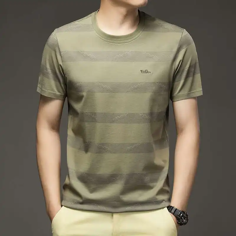 

Summer New round Ne Men's T-irt Youth Faion Casual Loose Fit ort Sve Geometric Print Urban Sle Thin Fabric