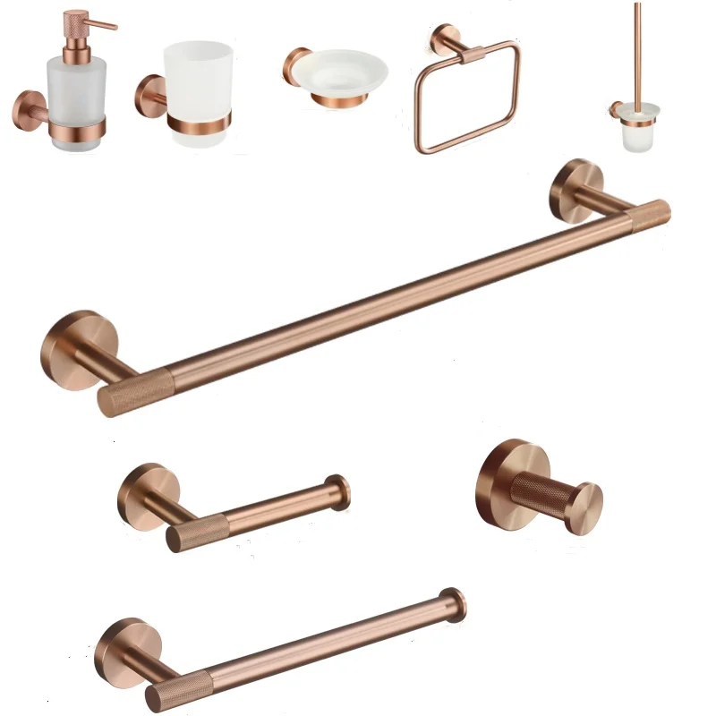 High Quality Soap Dispenser Toilet Brush Holder Toilet Paper Holder Towel Bar Rail Rack Hanger Hook Bathroom Accessories Set