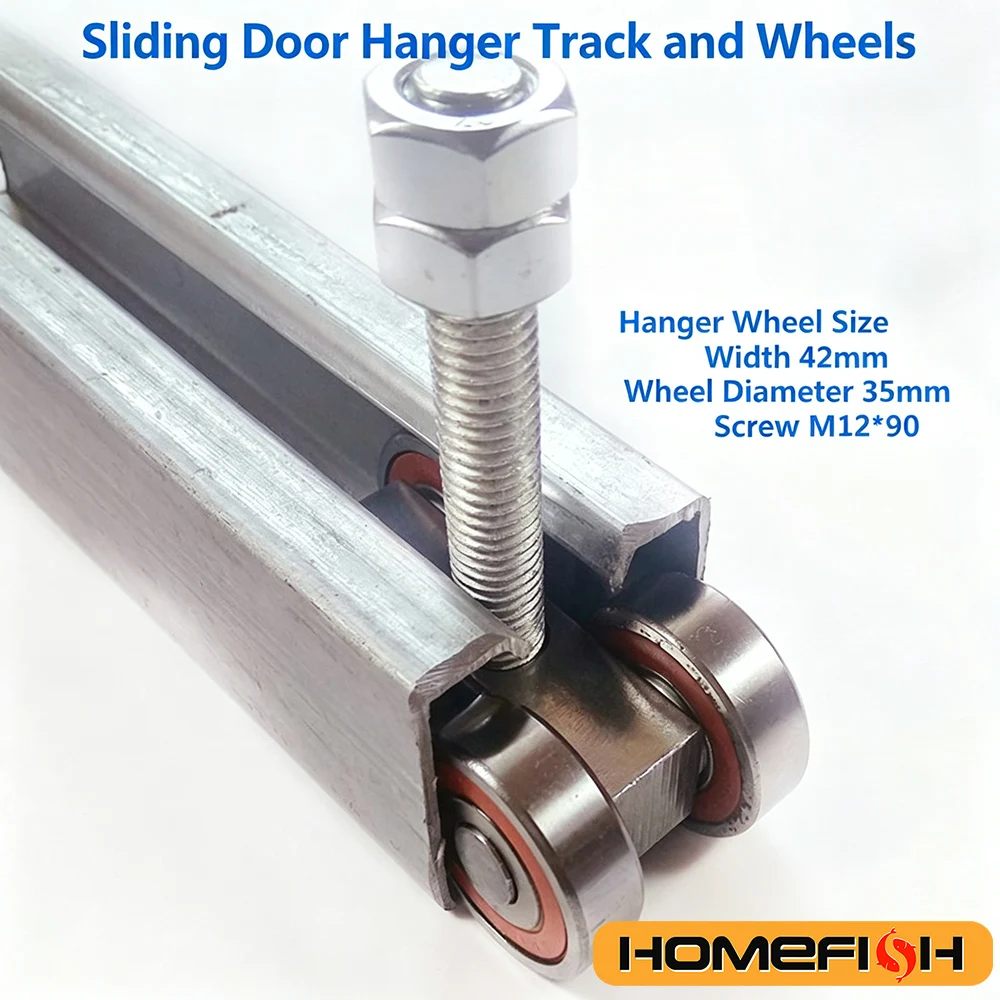 1Pc Heavy Duty 4 Wheels Hanging Trolley,Steel Bearing Sliding Door Track Roller,Sliding Rail Pulley Fittings