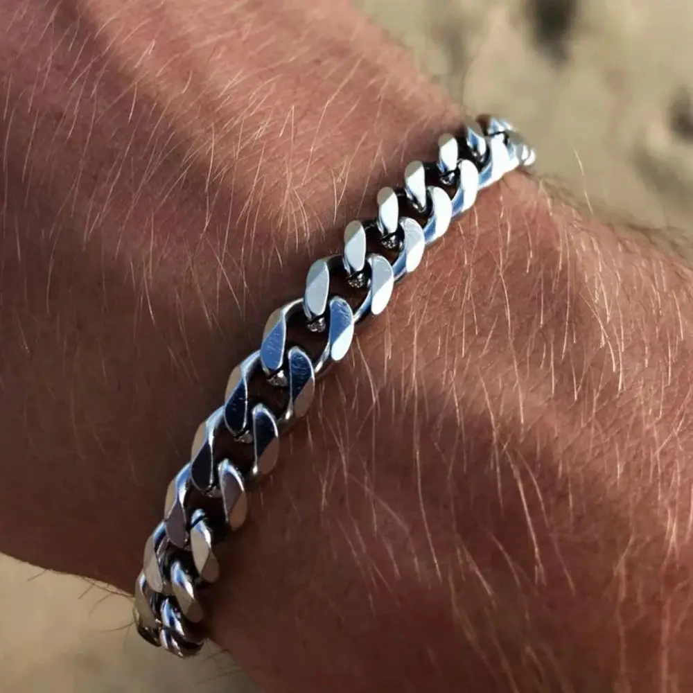 New Trendy Cuban Chain Men Bracelet Classic Stainless Steel 3 5 7mm Width Chain Bracelet For Men Women Jewelry Party Gift