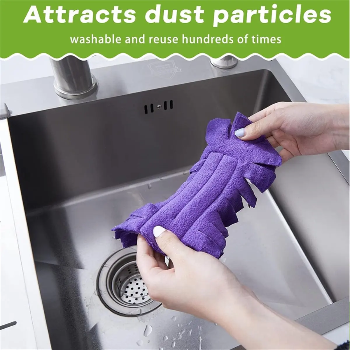 

Многоразовая моющаяся двусторонняя ручная щетка-удалитель пыли Duster Plus для чистки потолочных вентиляторов и кондиционеров