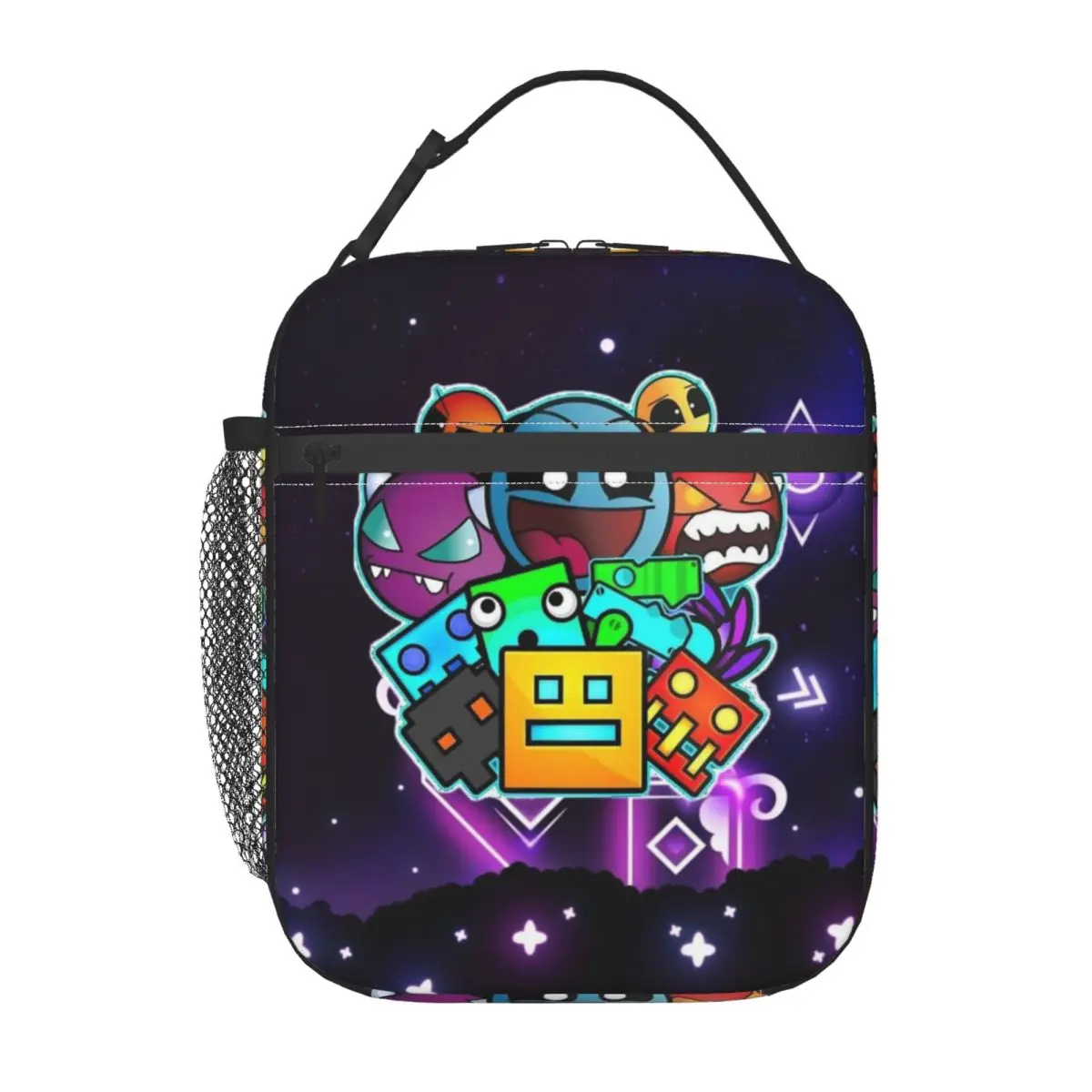 Geometry Dash Insulated Lunch Bag Food Bag Portable Thermal Cooler Lunch Boxes For School Office