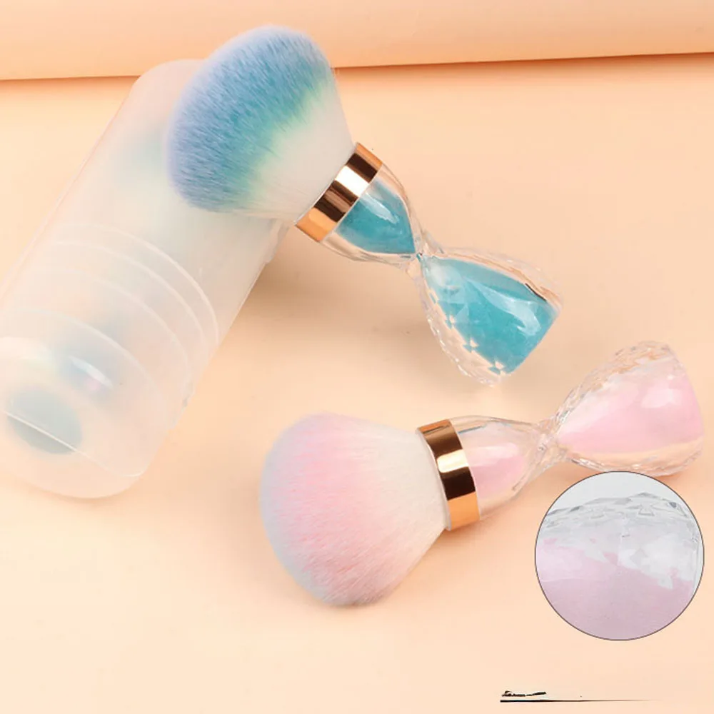 الأزرق الوردي كبير الأزرق مسمار الغبار فرشاة 10 سنتيمتر الساعة الرملية شكل نظافة شعيرات ناعمة فرشاة للمكياج إزالة طلاء الأظافر مسحوق التنظيف