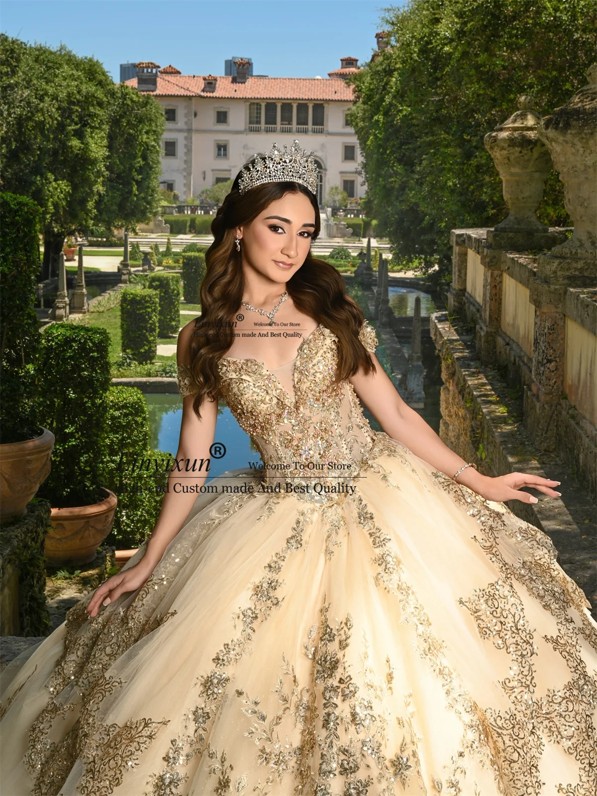 

Princess Ball Gown Quinceanera Dresses Appliques Lace Sequin Mexican Customized Off Shoulder Corset Sweet 16 Vestidos De 15 Años