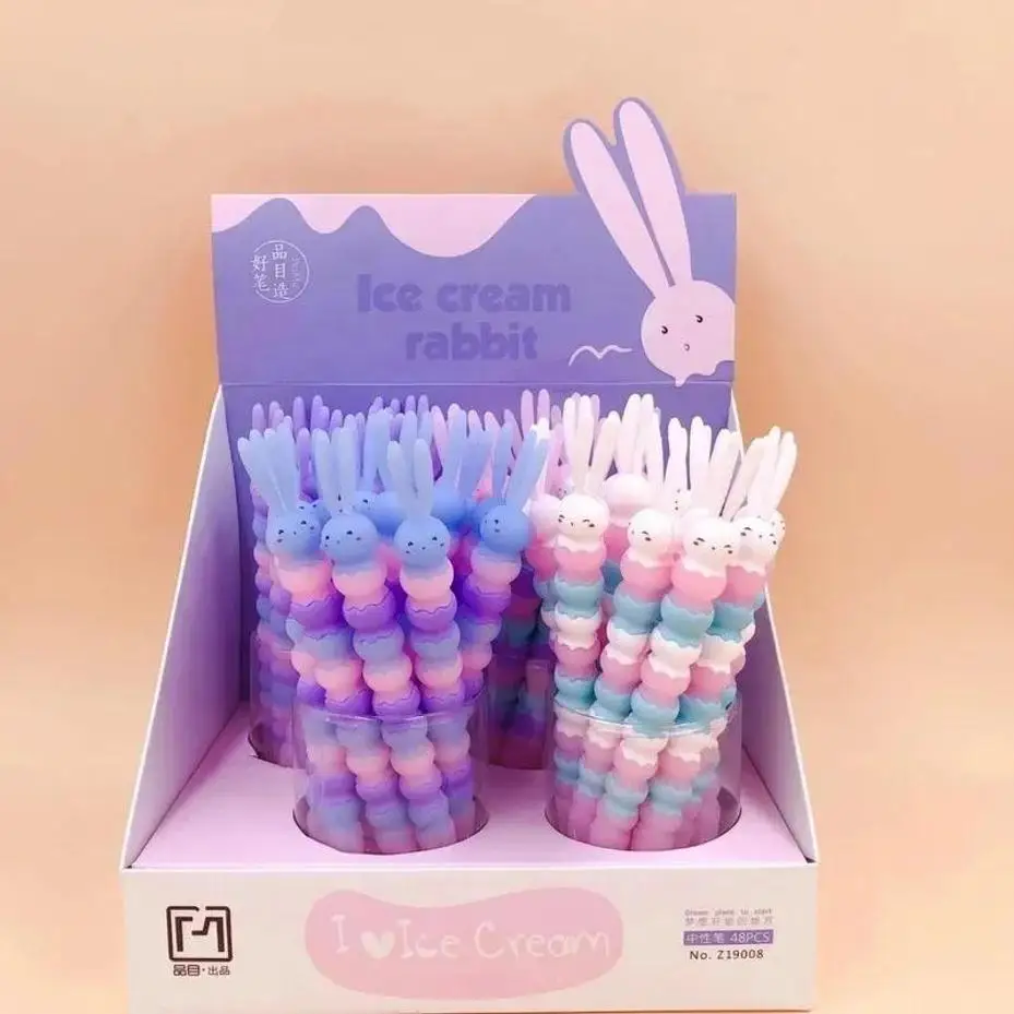 1 Pcs Random Color Creative Modeling Personality Gel Pen Small Fresh Cartoon School Rabbit Sweet Cute Office Stationery