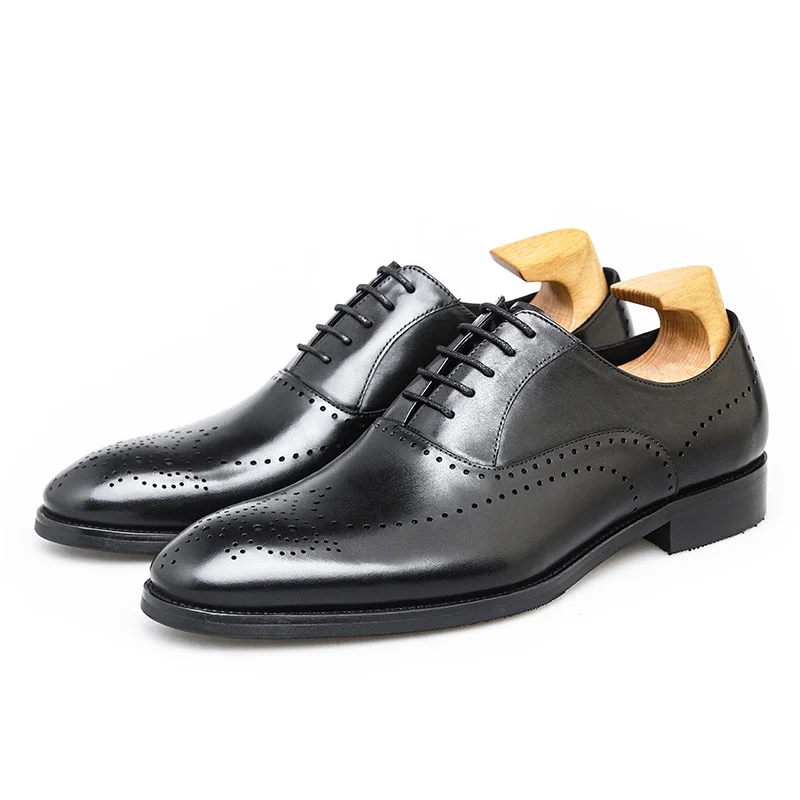 

High Quality Handmade Oxford Dress Shoes Men Genuine Leather Suit Shoes Wedding Formal Fashion Office Dress Shoes