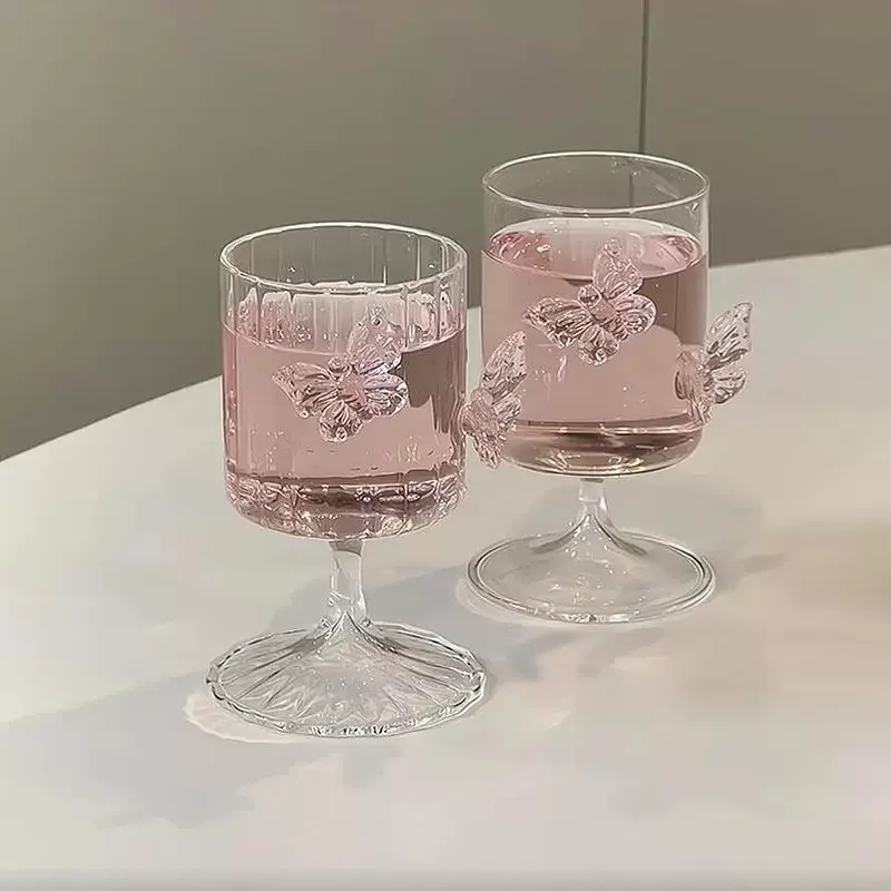 Butterfly Glass High Beauty Designer High Footed Glass Ins Butterfly Water Glass Champagne Party Accessories Home Decoration