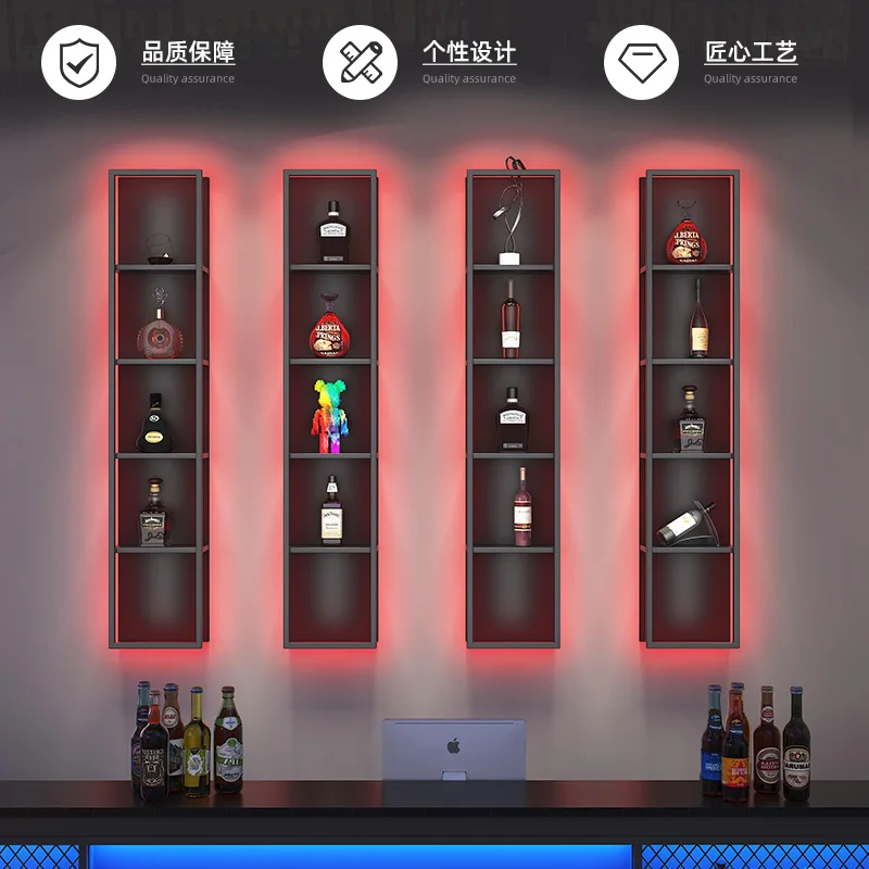 

High-value red wine rack High-quality wrought iron wine rack Display rack Bar restaurant Wine cabinet Against wall Pill