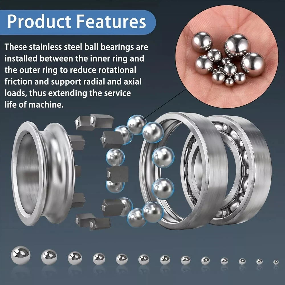304 Stainless Steel Balls Precision Chrome Steel Bearing Ball Assortment 304 Stainless Steel Solid Ball Dia 1-10mm