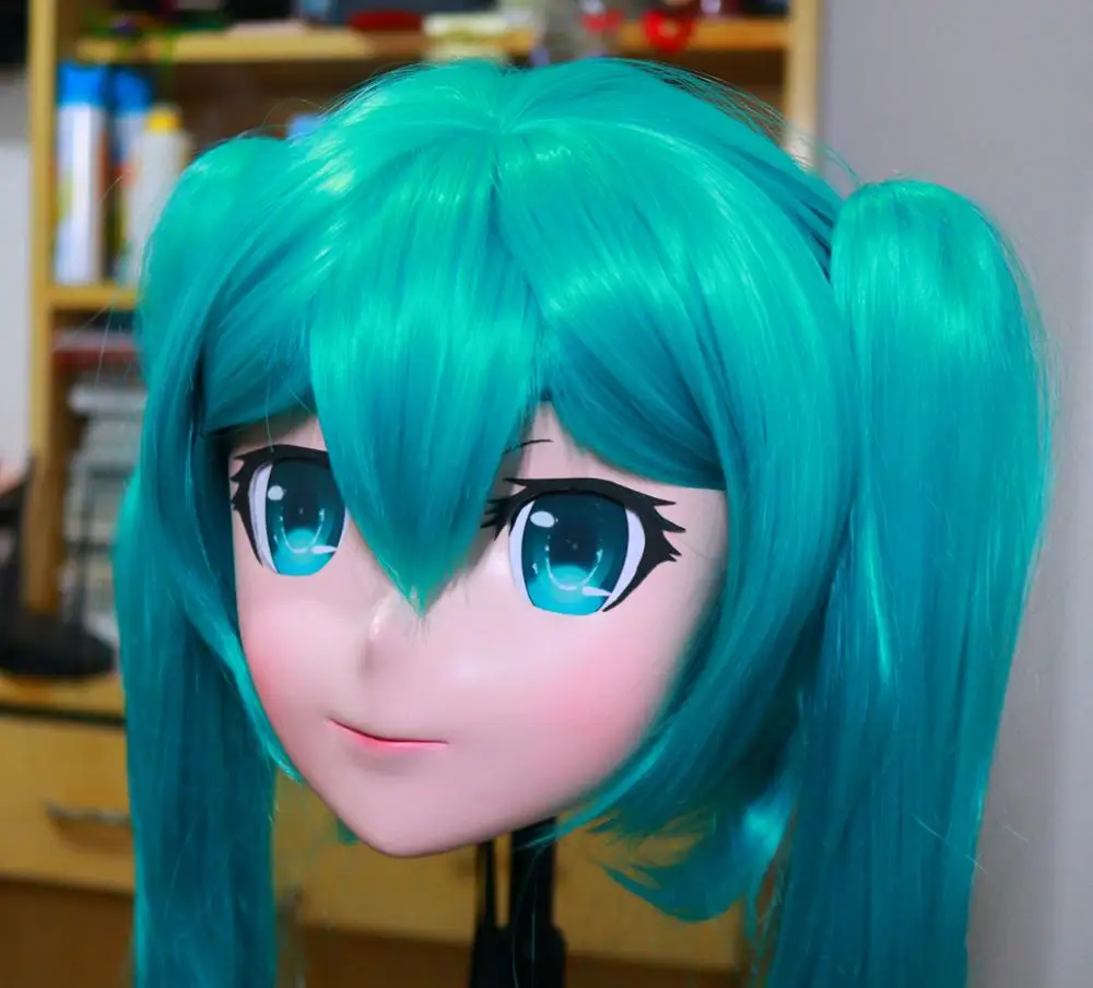 (KMO6247) Ręcznie robiona żeńska żywiczna maska na całą głowę Cosplay Japońskie anime Rola Kigurumi Maska z kucykiem Crossdress
