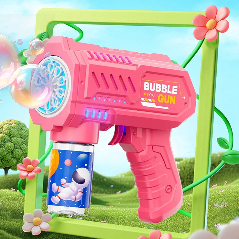 6-hole Dinosaur Bubble Machine Electric Bubble Gun with Light Fully Automatic Bubble Gun Automatic Soap Blower Outdoor Game Toy