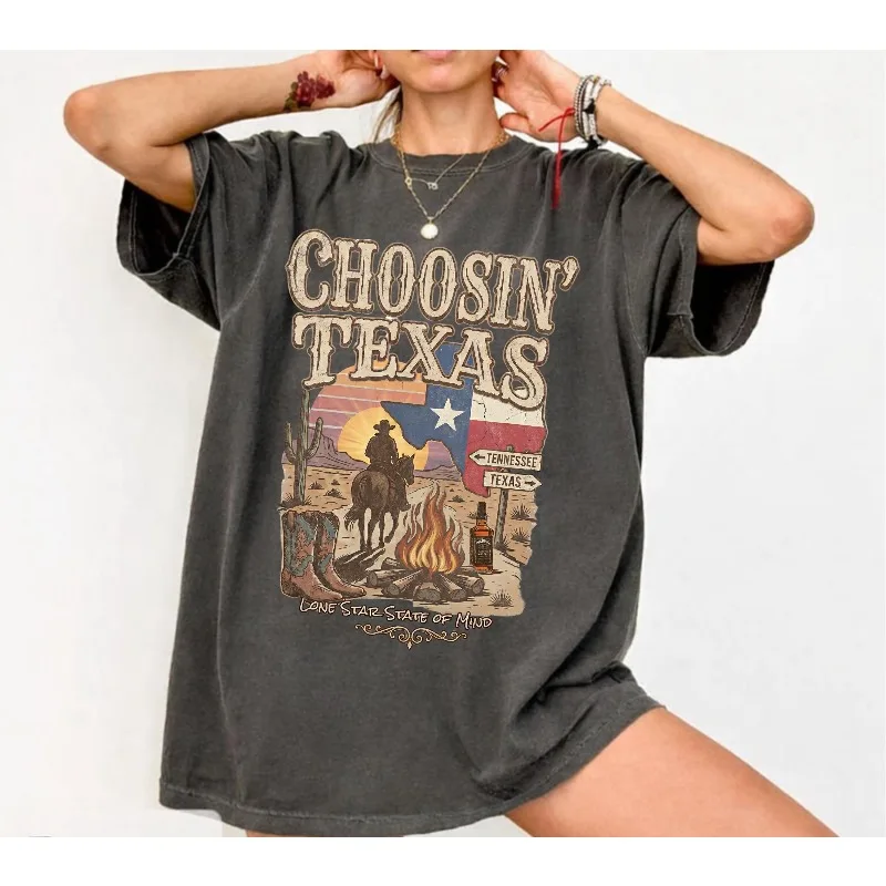 Ella Choosin' Texas Comfort Colors T-Shirt, Lone Star State of Mind Tee, Vintage Country Music Merch, Retro Western Cowboy Shirt