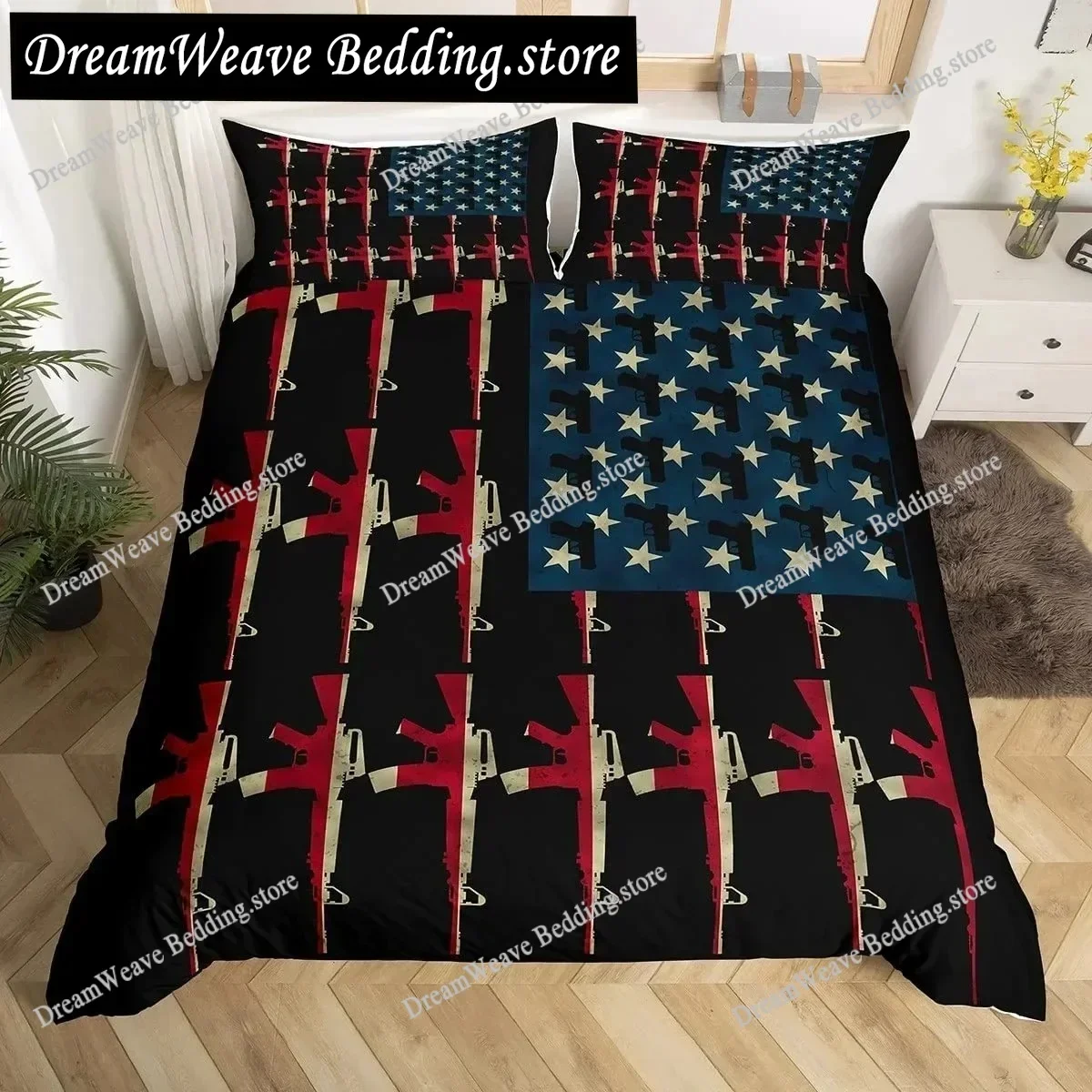 

American Soldier Duvet Cover Set Twin for Boys Teens, American Flag Comforter Cover Set,Airplane Queen Size Bedding Sets963963