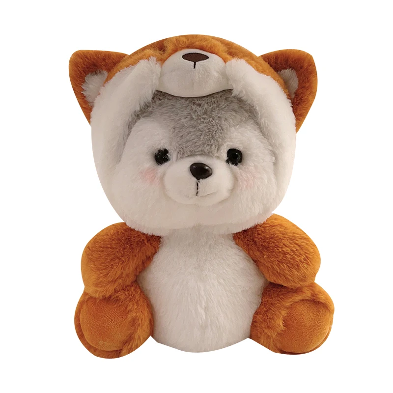 New Creative Cute Husky Dog peluche farcito Kawaii Puppy Dog Transform to Pig Koala Dinosaur Fox Cartoon Soft Animal Doll