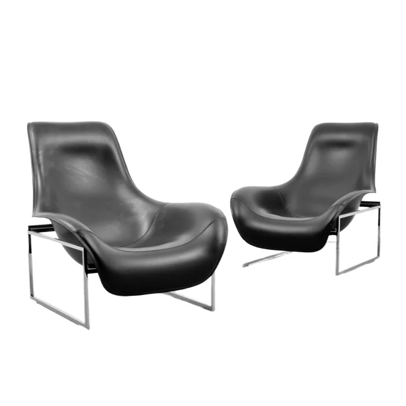 

Italian light luxury sofa, living room furniture single leisure chair, leather art rest semi-reclining single chair