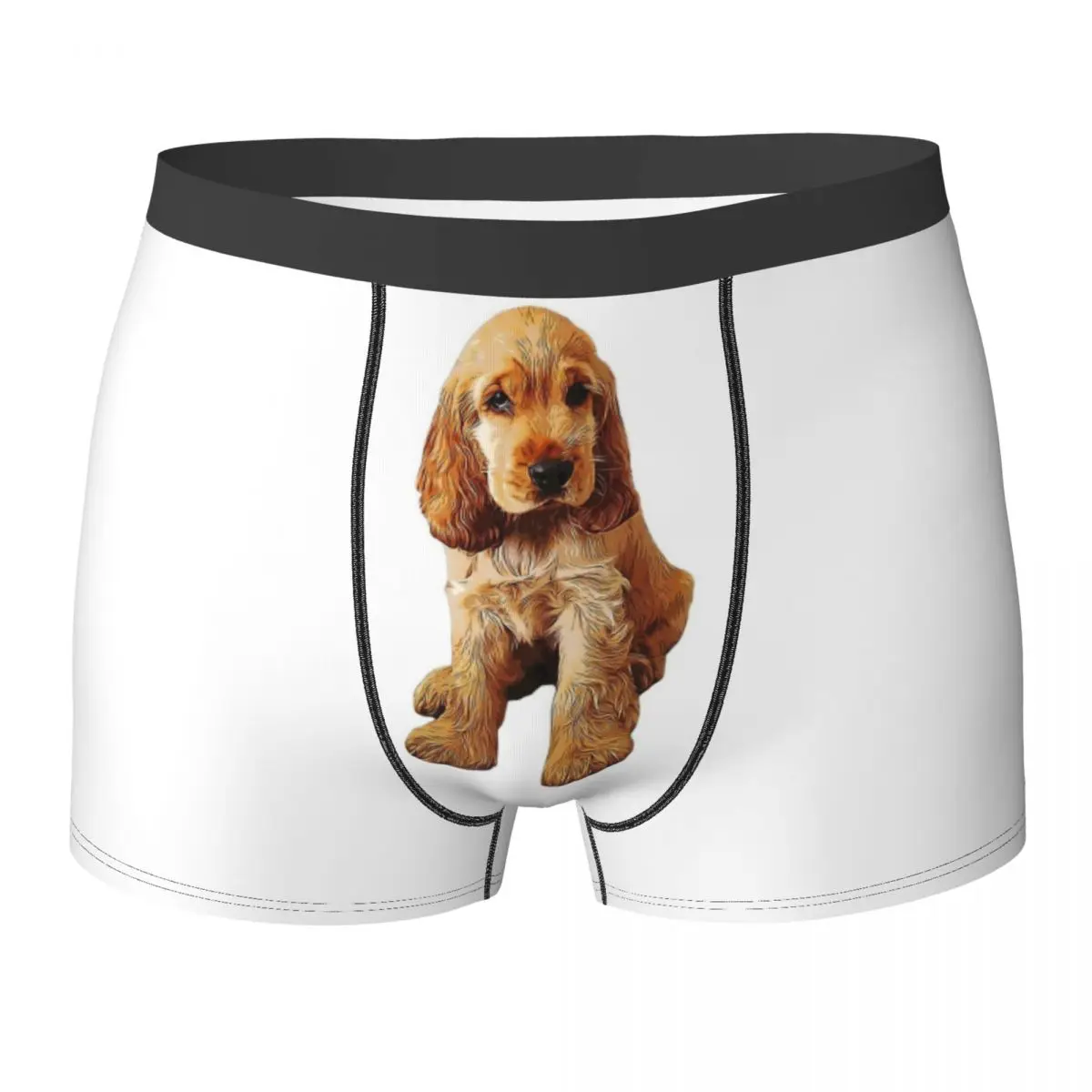 Boxer Underpants Shorts Gold Cocker Spaniel Puppy Dog Panties Men's Breathable Underwear for Homme Man Boyfriend Gift