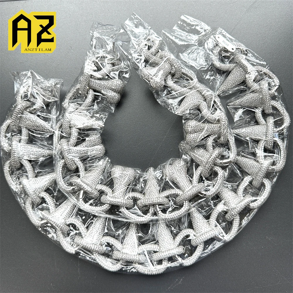 31mm Big Thorn Chain Iced Out Cuban Link Chain Necklace Bling AAA Zircon Stone Hip Hop Necklace For Men Women Choker Free Ship