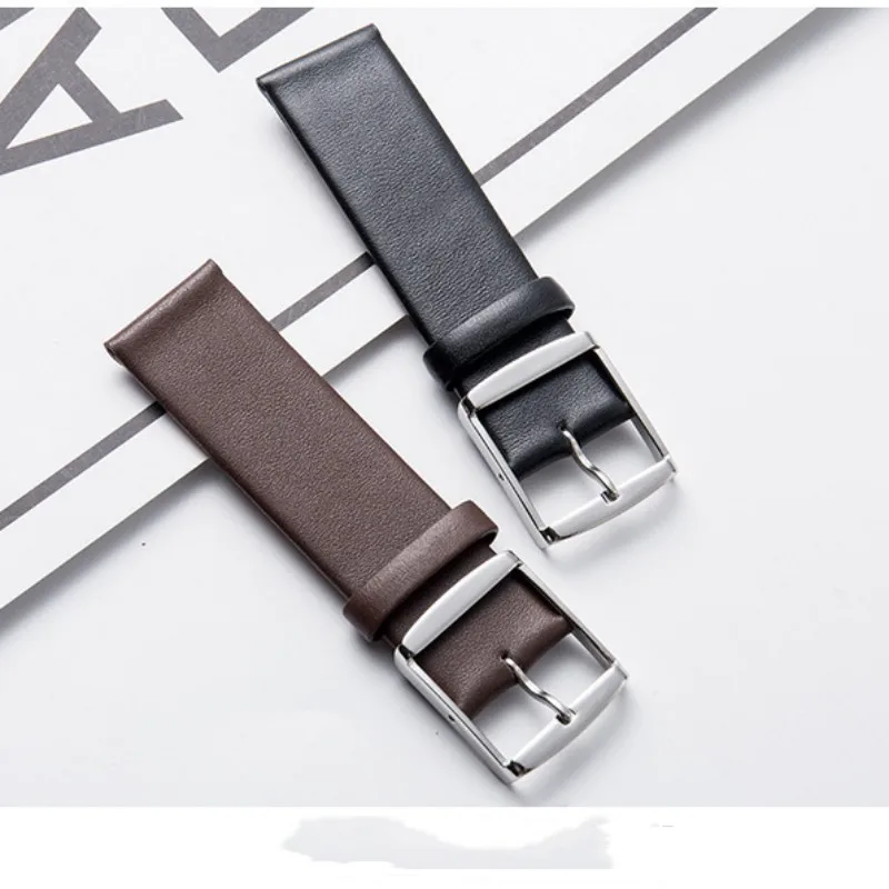 16 مللي متر 18 مللي متر 20 مللي متر 22 مللي متر 24 مللي متر لينة رقيقة جدا جلد العجل حزام ساعة اليد الفولاذ المقاوم للصدأ مشبك ساعة لسوار ساعة العالمي