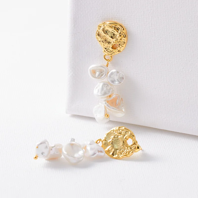 Withered 925 Silver Needle Long Petal Pearl Earrings Jewelry Earrings Women's Earrings Ear Cuffs