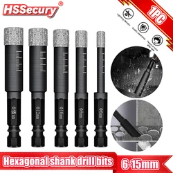 6-15mm Hexagonal Vaccum Shank Brazed Diamond Dry Ceramic Tile Glass Drill Bit Marble Granite Vitrified Tile Hole Opener Drill