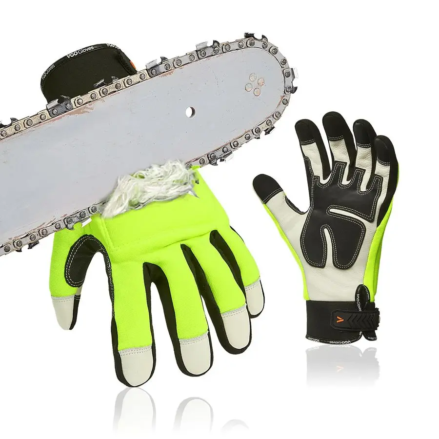 

Chainsaw Gloves,12Layer Saw Protection on Left Both Hand Back,Cow Leather Gloves,Touchscreen