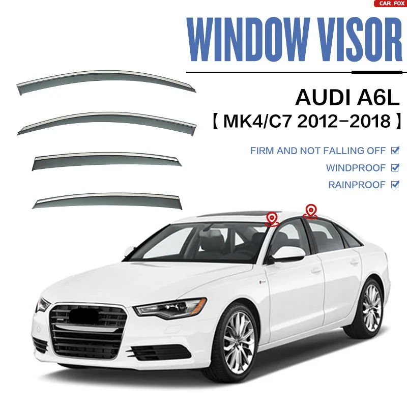 

For AU-DI A6 Wagon1997-2003 2005-2012 2012-2018 2019+2022 2020 Plastic Window Visor Vent Shades Sun Rain Deflector Guard 4PCS/SE